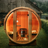 4.9 Feet Outdoor Barrel Sauna – Hemlock, Cedar, or Pine Traditional Steam Sauna for 2 Persons